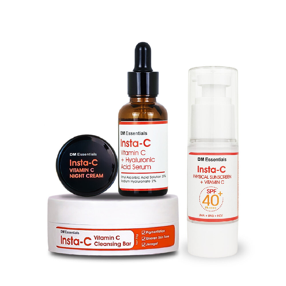 Gambar Insta C Full Set + COMBO Physical Sunscreen SPF40 Scar Serum Centella Pigmentation Redness Breakout Melasma