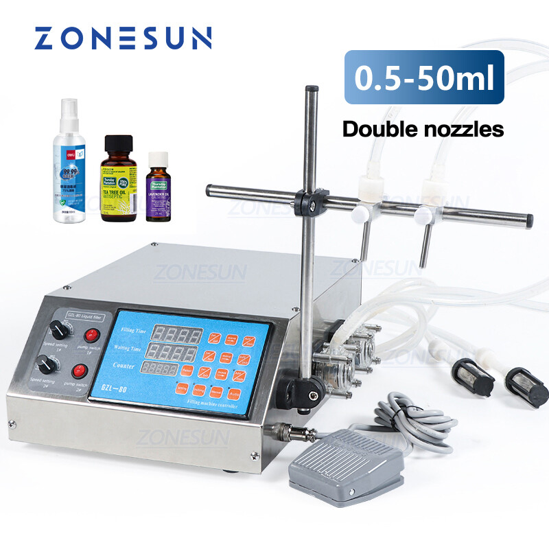 ZONESUN Double Nozzle Peristaltic Pump Liquid Solvent Milk Filling Machine For Juice Beverage Essential Oil Filler ZS-YTPP2W ราคา 15,170 บาท*ส่งฟรี