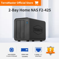 TERRAMASTER F2-425 2-Bay NAS Storage – Intel x86 Quad-Core CPU 4GB RAM 2.5GbE LAN Network Attached Storage Multimedia Server for Home Users US Plug(Diskless)