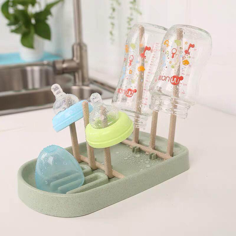 Gambar Milk Bottle Drying Stand Wheat Straw Natural Anti Dust Hygiene Drain Storage Cup Portable Travel Baby Susu Simpanan