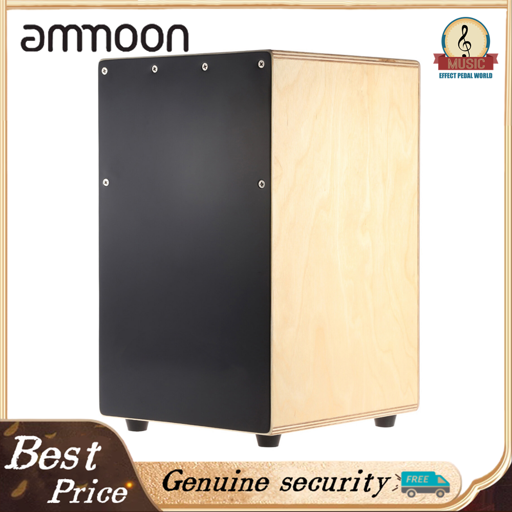 ammoon Wooden Cajon Hand Drum with Stings Rubber Feet