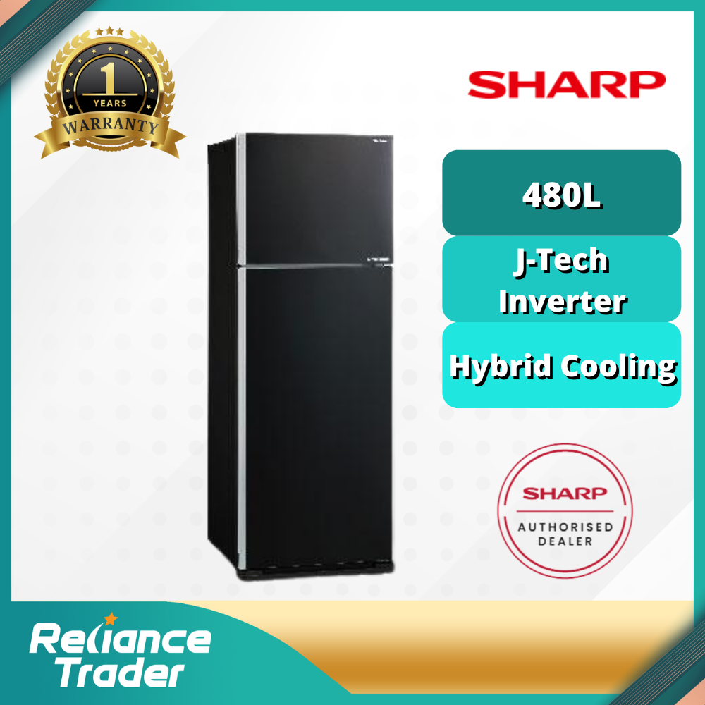 sharp sjp735mbk 2dr fridge 700l