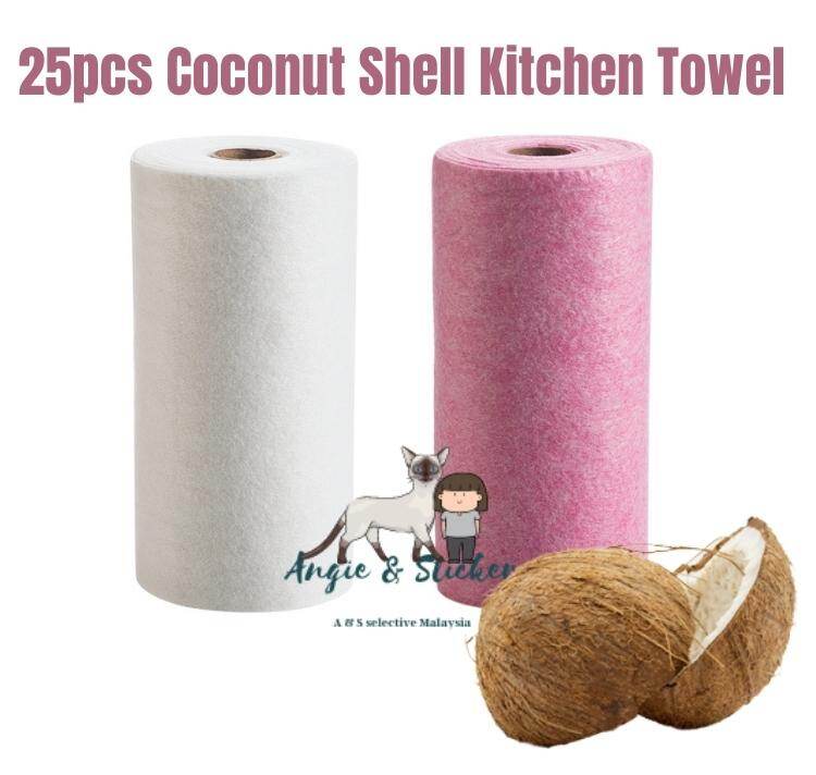 Gambar [StockMsia] 25pcs Coconut Shell Oil absorbent Kitchen Towel Cleaning Dish Cloths 25??????????????????