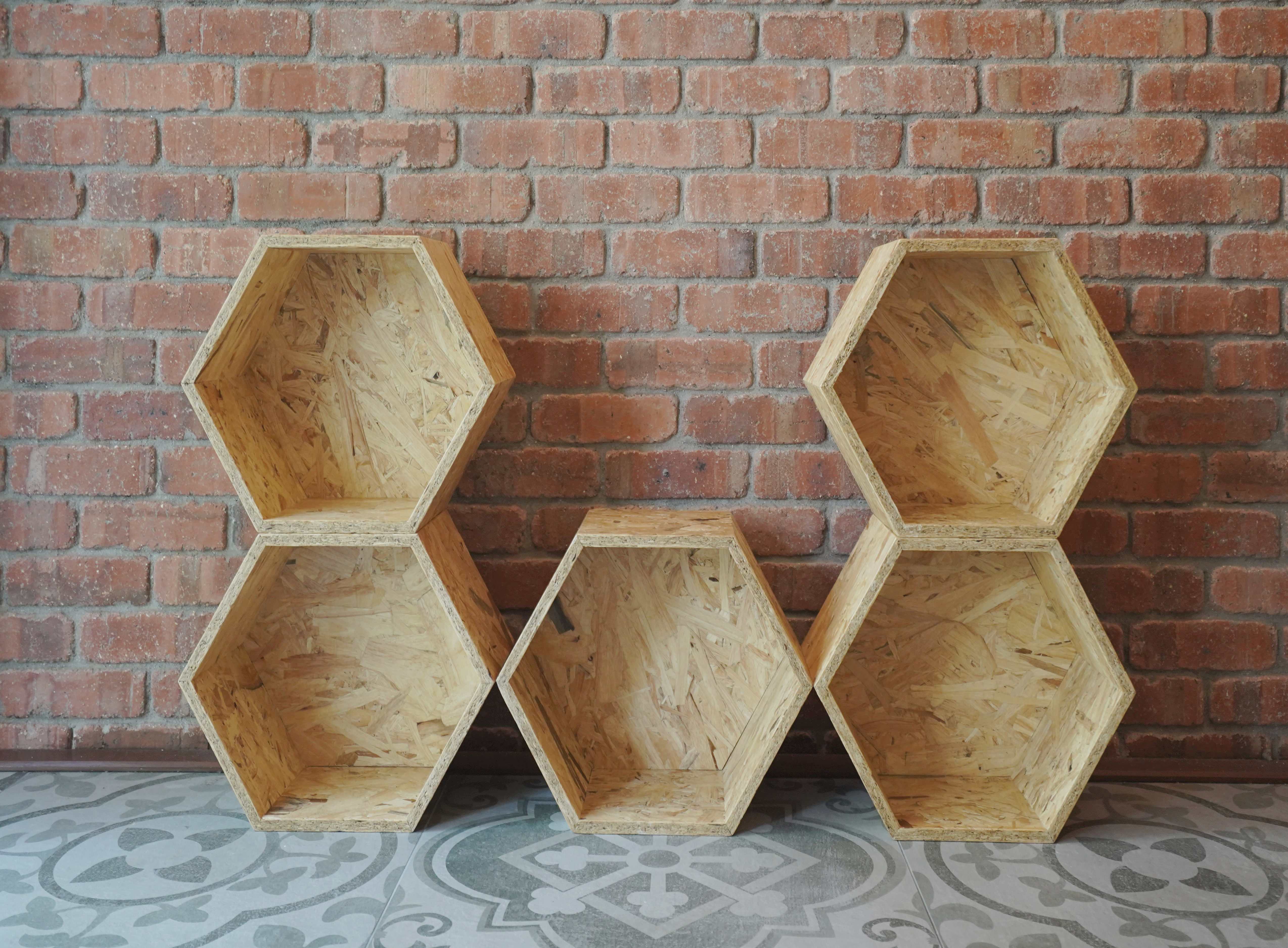 Wooden Hexagon Shelves/Trays for DIY Decor, Set of 7