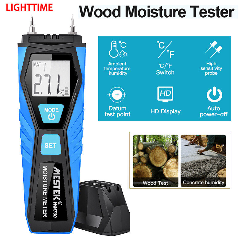 Mestek Máy đo độ ẩm gỗ xẻ LCD Mini Máy đo độ ẩm gỗ kỹ thuật số wm700 Máy đo độ ẩm cầm tay máy đo độ ẩm tường hai chân đồng hồ đo nhiệt độ, độ ẩm cầm tay máy dò gạch bê tông xi măng
