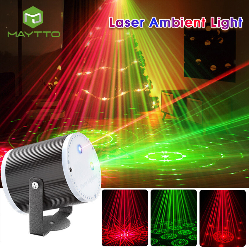 Maytto Laser Đèn sân khấu Đảng đèn chiếu DJ Disco Âm Thanh Kích Hoạt đèn nhấp nháy RGB Máy chiếu laser đèn LED Cho sinh nhật đám cưới KTV Thanh Buổi Hòa Nhạc Phích cắm USB