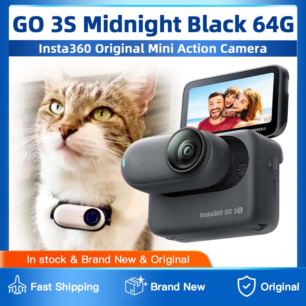 กล้องแอคชั่นแคม กล้องบันทึกกิจกรรมกลางแจ้ง ชุดมาตรฐานกล้องแอคชั่น Insta360 GO 3S สีดำมิดไนท์แบล็ค 64G