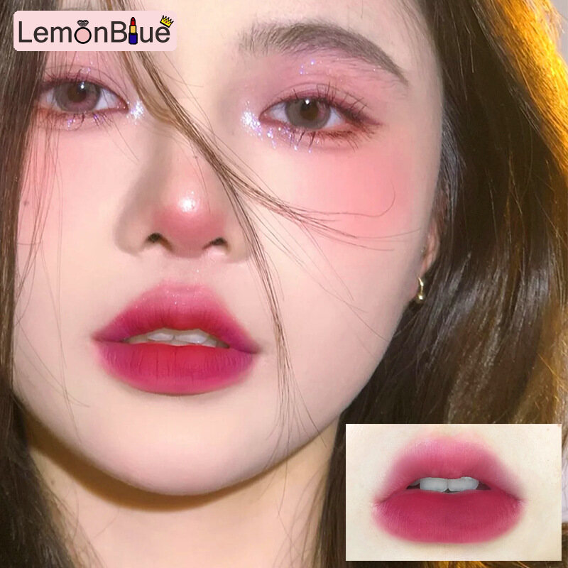 Gambar LemonBlue daimanpu Snowflakes Fluttering Soft Mist Lip Glaze Velvet Matte Matte Not Easy to Fade Female xue sheng kuan Parity Lipstick