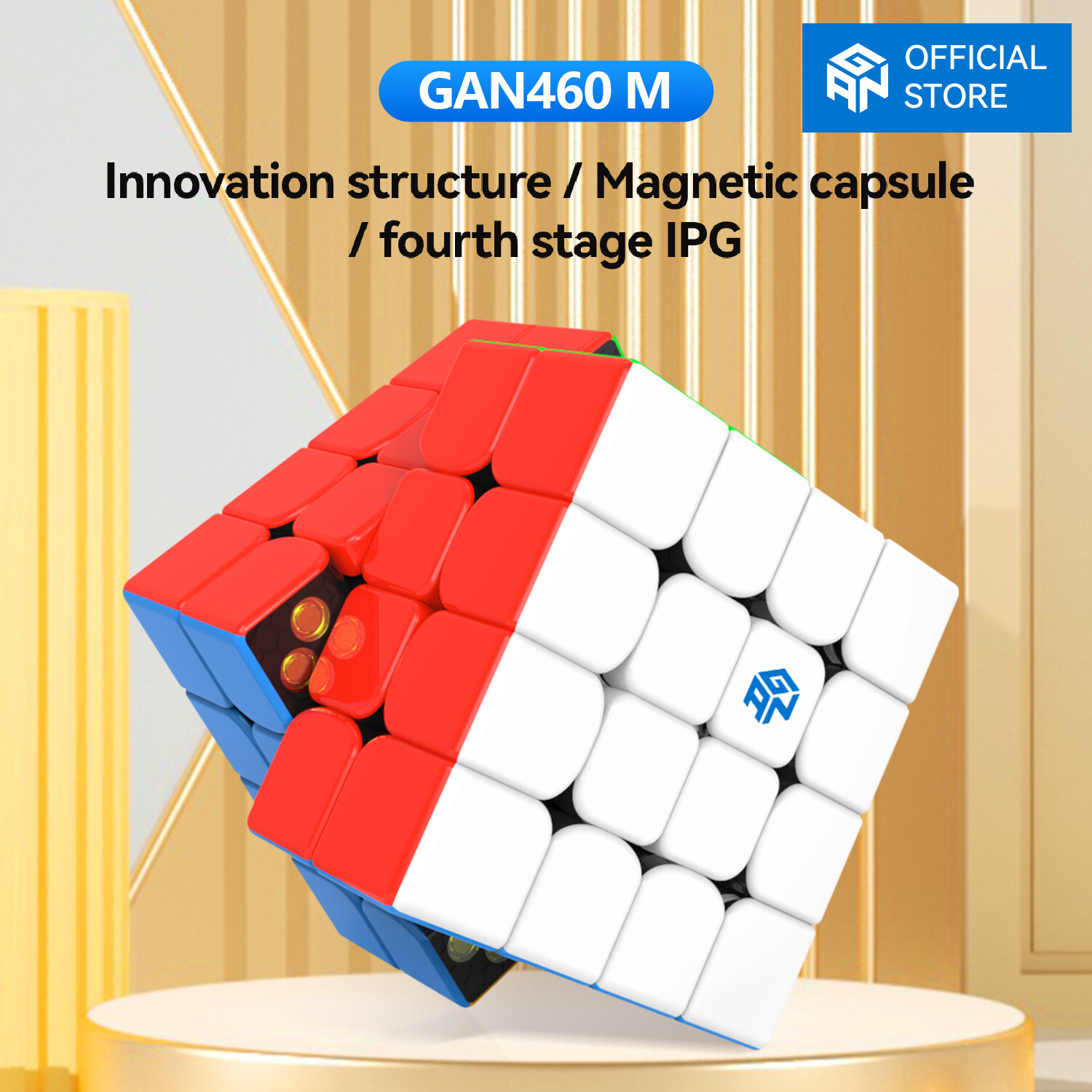 Khối Rubik Tốc Độ 460 M GAN, Khối Lập Phương Từ Tính 4X4 Đồ Chơi Xếp Hình Gans 460M (Dán)