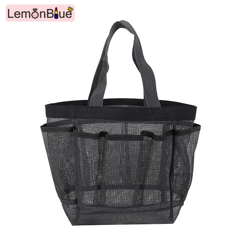 Gambar LemonBlue Mesh Shower Caddy Portable for College Dorm Large Bathroom Tote Bag Durable with 8 Pockets