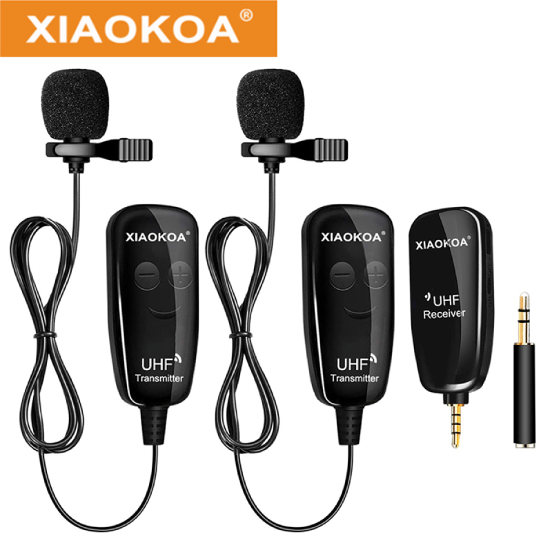 XIAOKOA Lavalier Wireless UHF Microphone Recording Wireless Lapel Microphone Rechargeable with Receiver ราคา 760 บาท*ส่งฟรี