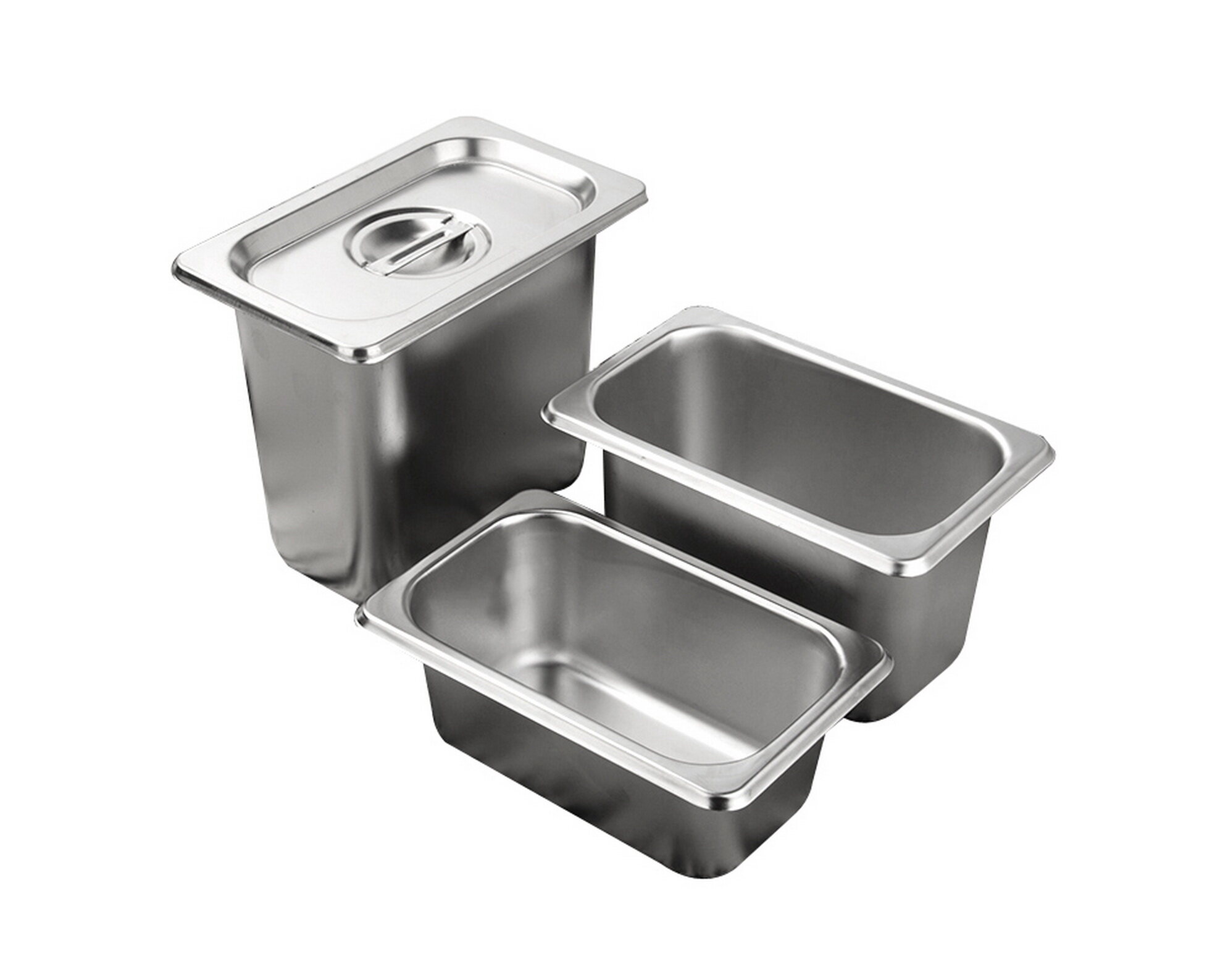 Gambar Square pots Gastronorm Pan Kitchen stainless steel 1 9 milk tea shop Food pan canteen Chafing Buffet dining hall Pan Containers,With Lid,0.6 mm Thickness American Style