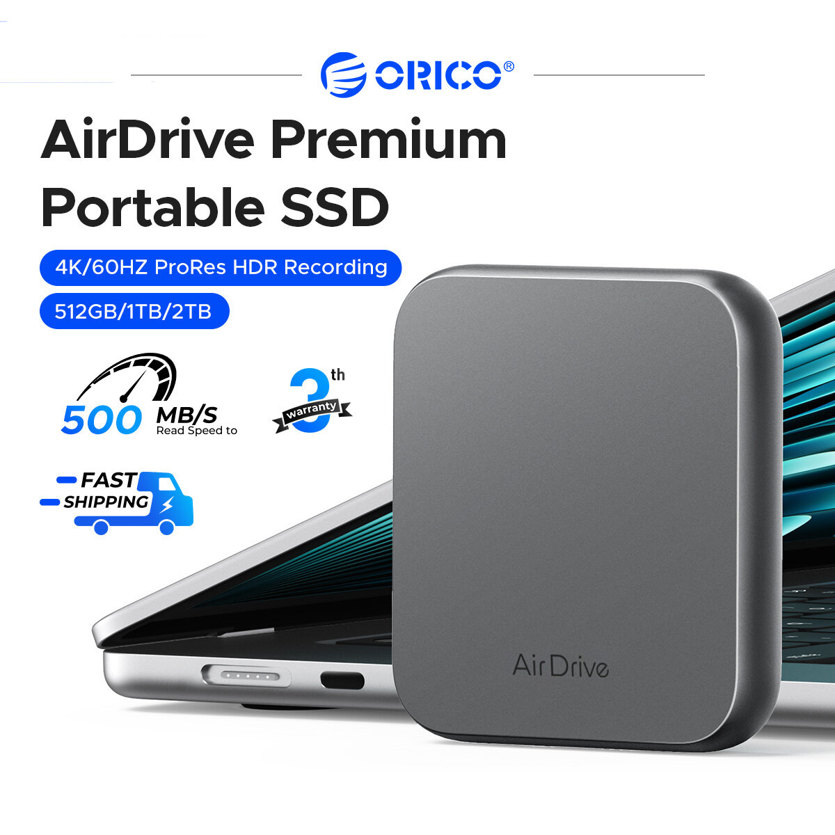 ORICO airdrive loạt Ổ SSD di động 500 MB/giây 128GB/256GB/512GB/1TB/2TB cho Macbook Air pssd chống rơi