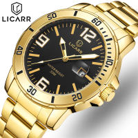LICARR Casual Sport Stainless Steel Watch Mens Luxury Fashion Quartz Men Watches Military Waterproof Male Clock