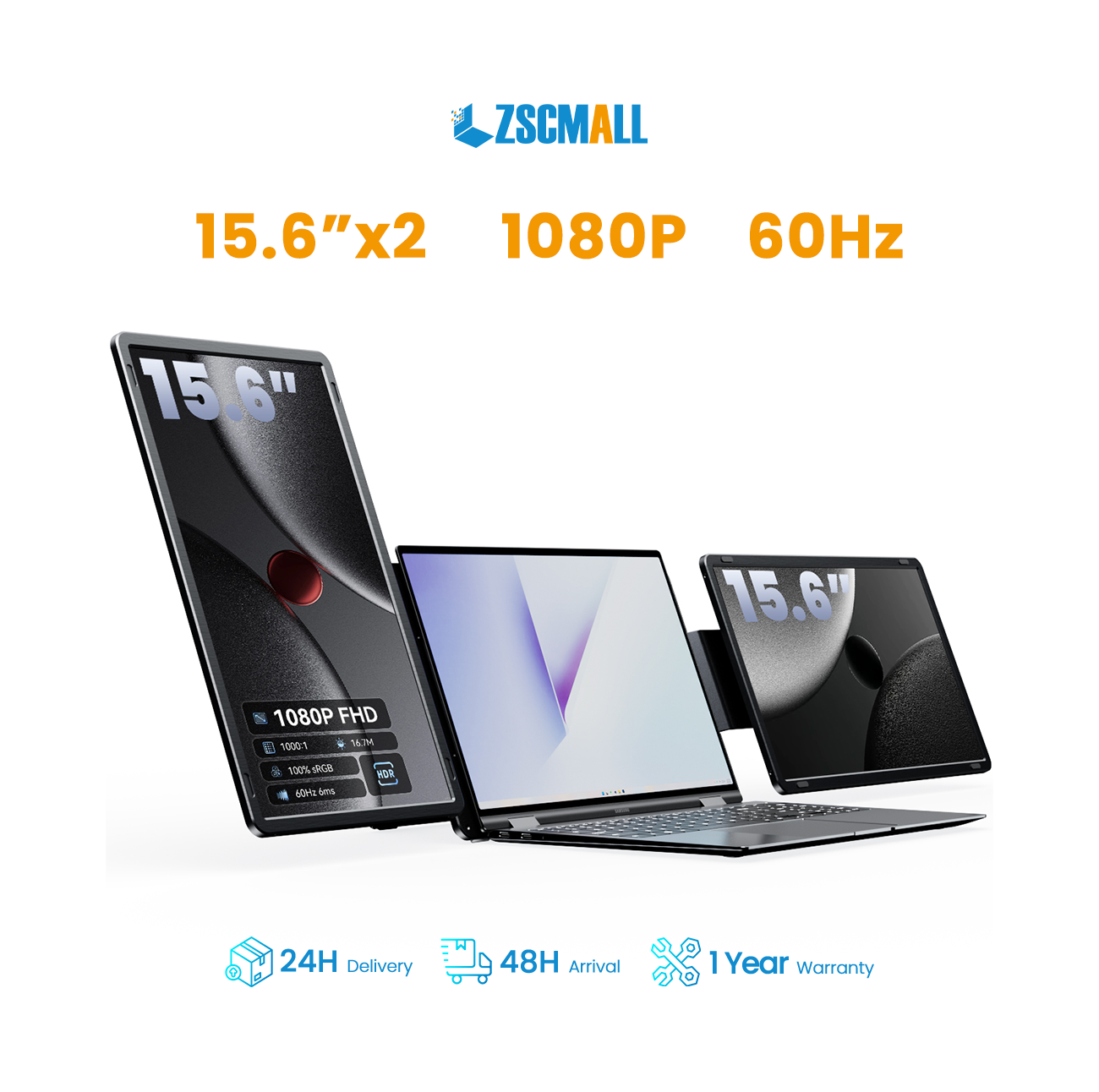 ZSCMALL 15.6/16-Inch Detachable & Rotatable 1080P/2K FHD Dual Screen IPS Portable Monitor,for Laptop Extender Display. with Bag for Laptop,PC Phone Xbox switch PS4/5
