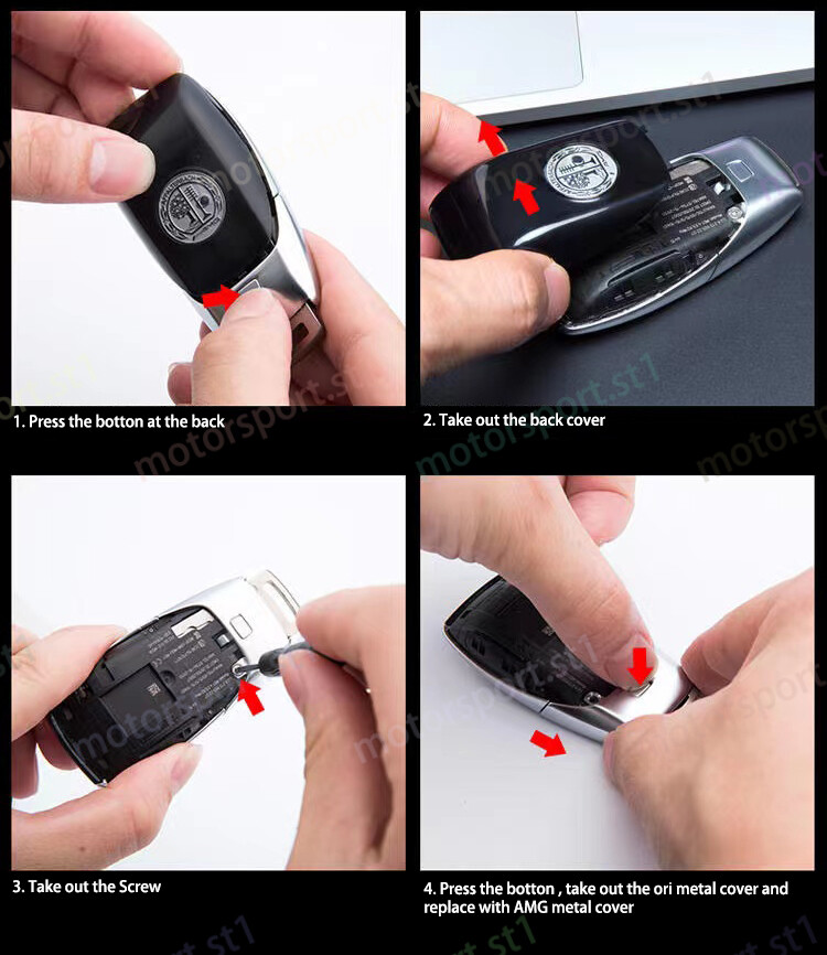 Ontto Lederen Autosleutelhoes Mercedes - Voor A/C/E/S/G/CLA/GLA, Handgemaakt, Runderleer, Met Sleutelhanger