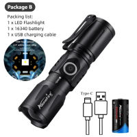 Alonefire X24 Zoom White Beam Light Long Distance Mini Flashlight Type-C Usb Rechargeable Portable Pocket Torch Home Outdoor