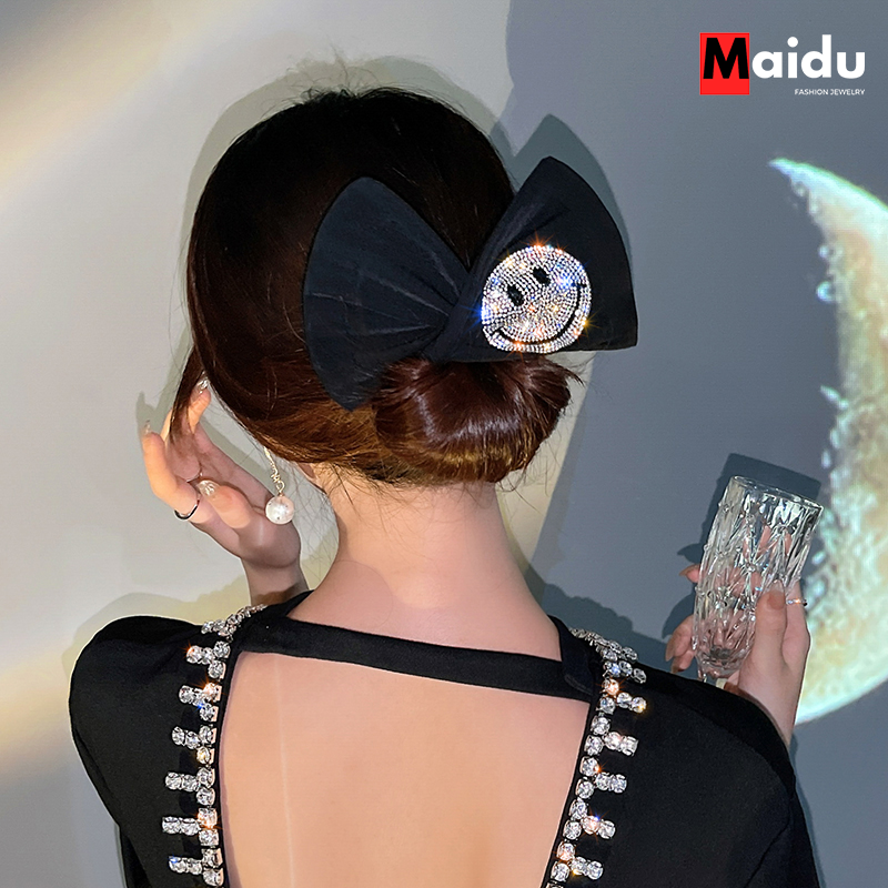 Maidu kẹp xoắn hình mặt cười trang sức cho nữ kẹp tóc cuộn dây lười biếng kẹp tóc nơ buộc tóc đầu tròn