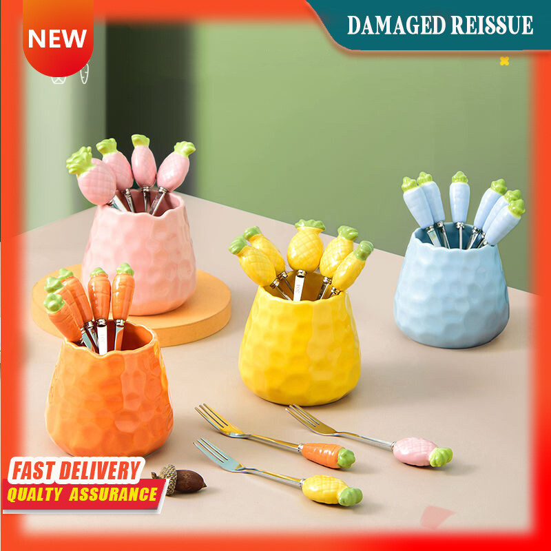 Gambar Fruit Sign Children s Fork 304 Stainless Steel Food Grade Fruit Fork Storage Tank