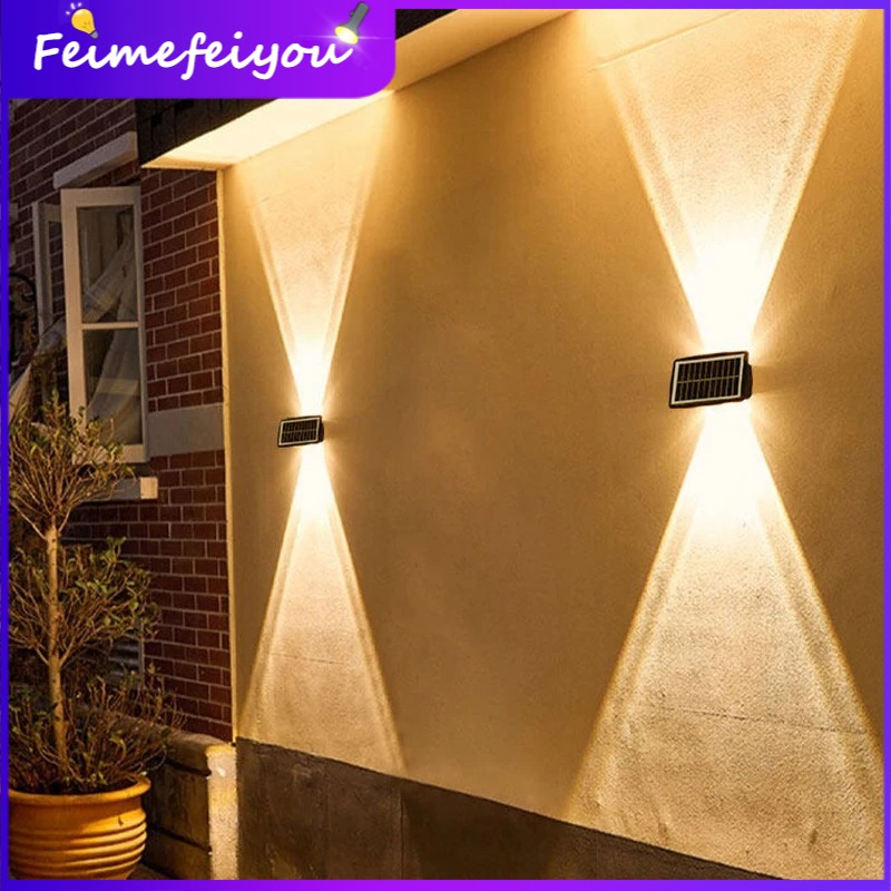 Đèn LED năng lượng mặt trời Vườn chống thấm ngoài trời đèn tường vuông năng lượng mặt trời ngoài trời sân hàng rào vườn Chiếu Sáng Đèn trang trí tường