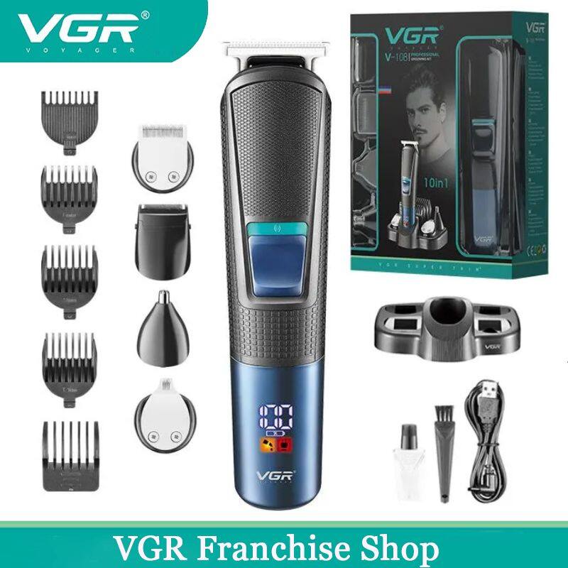 VGR Five in One Men's Beauty Set Professional Electric Shaver Beard and Nose Hair Trimmer Barber Set V-108 ราคา 604 บาท*ส่งฟรี