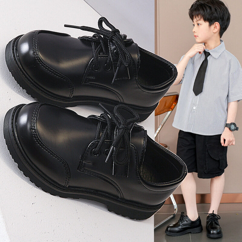 QBELY Boys Student Black Leater Shoes For School 3