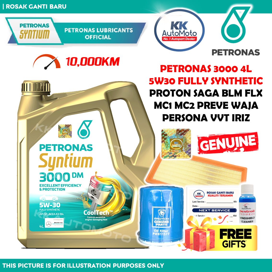 NEW Genuine Petronas 3000 Fully 5W-30 Proton Oil Filter PW811577 Air ...