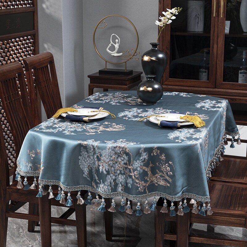 Gambar New Chinese style oval table cloth art senior luxurious feeling tea table table cloth tablecloth classical Chinese style table cloth