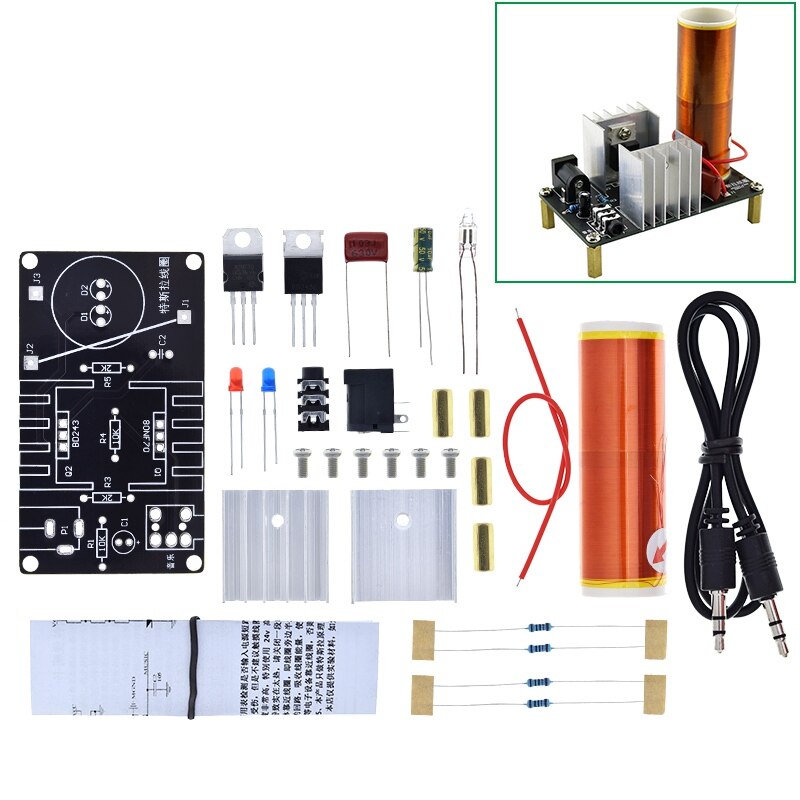 Bộ Dụng Cụ Tự Làm Loa Plasma CuộN Tesla Nhạc Mini Máy Phát Điện Hồ Quang Tesla Loa Âm Thanh Nổi Plasma DC 15V-24V Truyền Dẫn Không Dây Cộng Hưởng