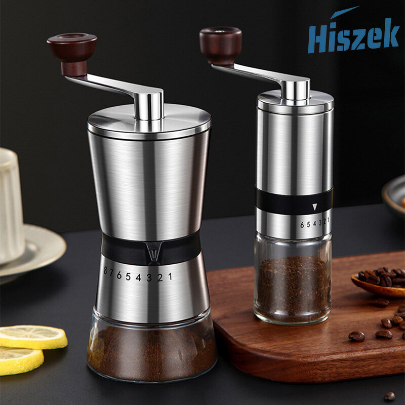 Hiszek Máy Xay Cà Phê Thủ Công Dụng Cụ Làm Bếp Thủ Công Bằng Thép Không Gỉ Xay Đậu Cầm Tay 6/8 Bánh Răng Có Thể Điều Chỉnh Cài Đặt