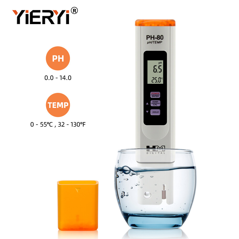 YIERYI Digital high precision water quality tester 2 in 1 PH/TEMP water quality measuring pen Highly sensitive glass bulb electrode Suitable for drinking water Fish tank Soilless hydroponics