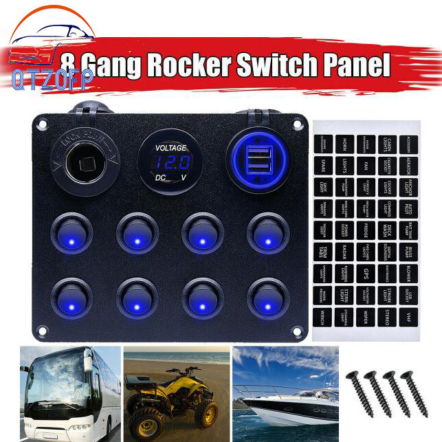 Bảng công tắc đèn led bật tắt chống nước 12v 8 gang bảng công tắc bật tắt đánh lửa hàng hải bảng công tắc bật tắt usb bảng điều khiển đa chức năng cho xe rv xe thuyền phương tiện