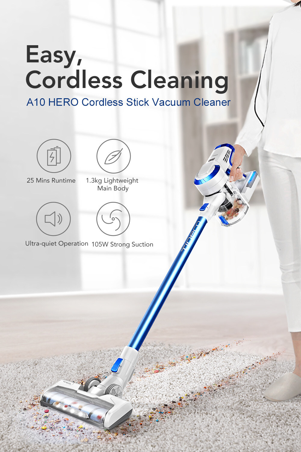 [2 Years Warranty] Tineco A10 Hero Cordless Stick Handheld Vacuum