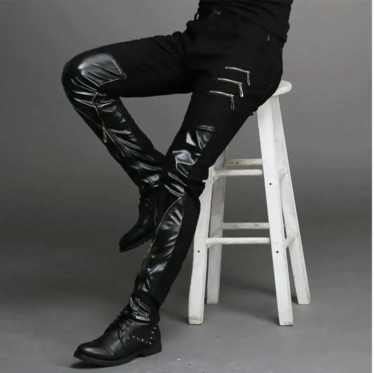 fake black leather pants