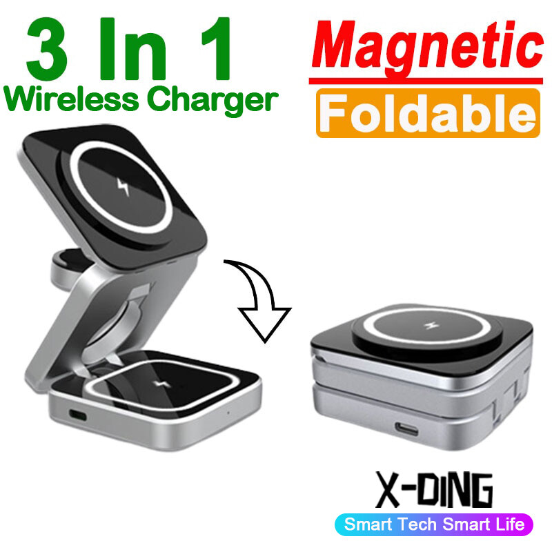 3 in 1 Wireless Charger Magsafe Fast Charging Station for Apple and Android