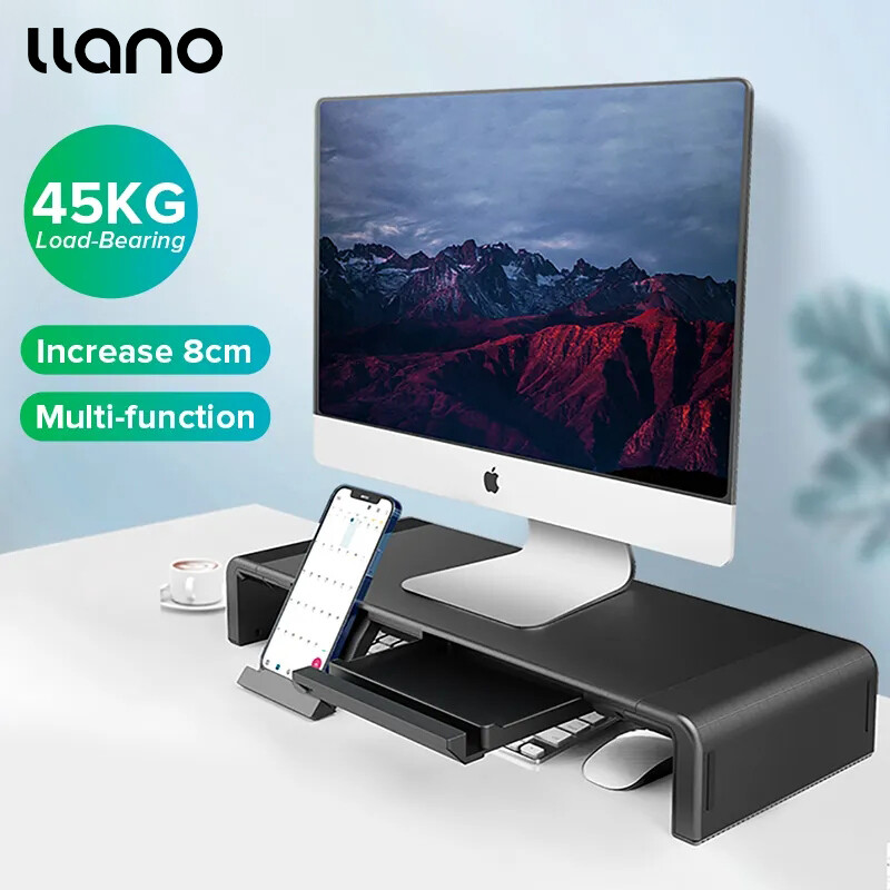 Giá Đỡ Màn Hình Gập Llano, Giá Đỡ Điện Thoại Điều Chỉnh Được, Màu Đen, Có Hộp Đựng