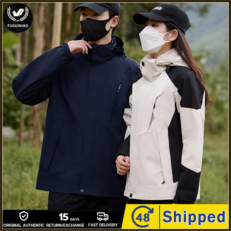Fuguiniao Men's Outdoor Jacket Fashion 2024 New High Quality Waterproof Jacket For Women Detachable Hat Climbing Hiking Sports Couple Jacket ราคา 599 บาท*ส่งฟรี