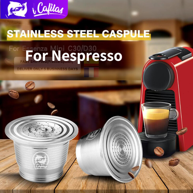 【i Cafilas】[HFG01] Refillable Coffee Capsule Reusable Filter Pod Stainless Steel Crema Coffeeware for Nespresso Inissia C40,D40,F111 Lattissima ,Pro F456,Expert C80,Creatista Plus,Expert&Milk C85,Pixie C60,Clips,B ราคา 266 บาท*ส่งฟรี