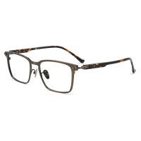 1.FIRADA Fashion Luxury Eyeglasses Vintage Square Pure Titanium Eyewear Large Size  Prescription Glasses Frame Men 5YOU'RE LATE