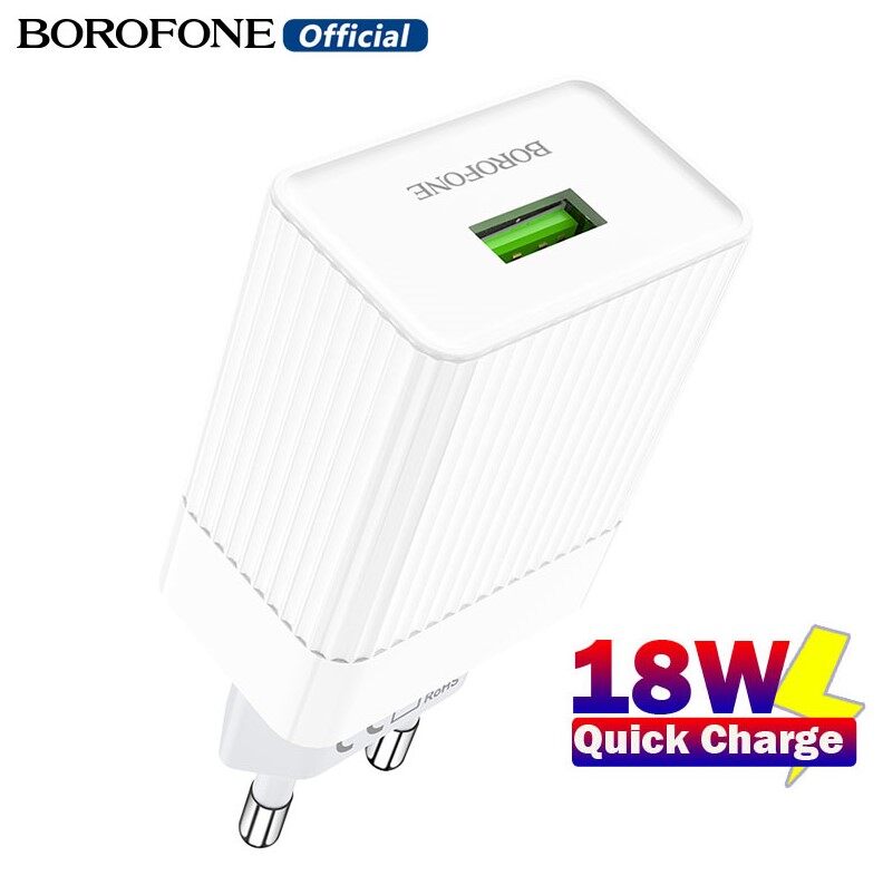 BOROFONE BA47A Bộ Sạc USB 18W Bộ Sạc Nhanh QC3.0 Bộ Sạc Tường Cáp Micro Loại C Cho Điện Thoại Xiaomi 11 10 Redmi 8 9 Note 7 8 9 Pro Bộ Chuyển Đổi Sạc Điện Thoại Di Động Samsung Huawei Phích Cắm EU 1M