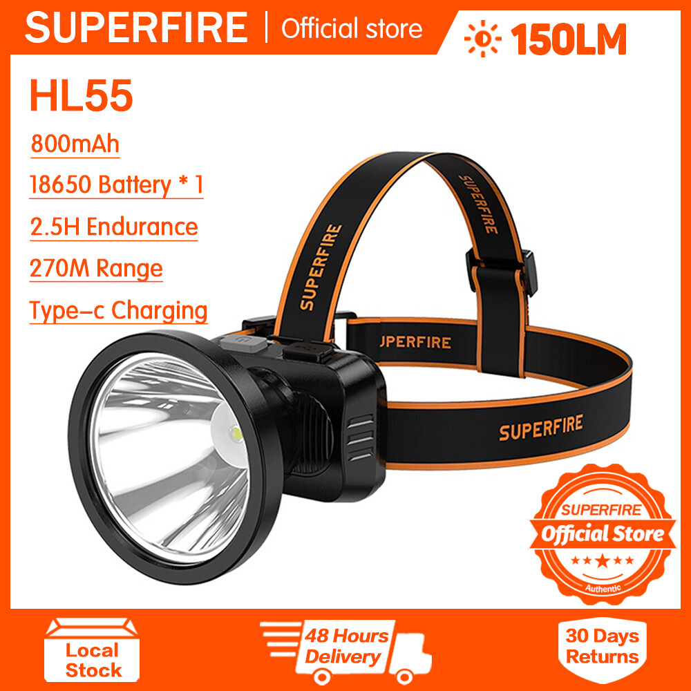 Đèn đội đầu đèn pha led superfire đèn pin hl55, đèn đội đầu độ sáng cao sạc usb đèn pin đội đầu đèn pin sạc điện