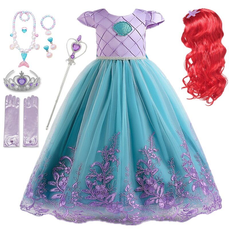 Little Mermaid Dress Cosplay Princess Halloween Costume Kid Dress For Girl