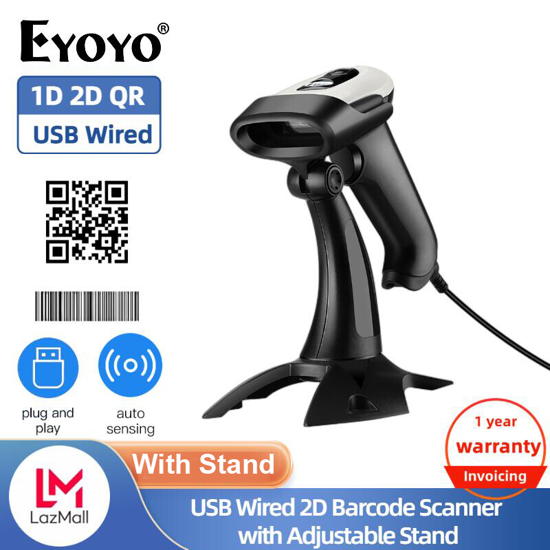 Evnvn Handheld USB Wired 1D 2D Barcode Scanner with Adjustable Stand Screen Image PDF417 Data Matrix Scan QR Code Reader Auto Sensing Work with Windows Mac OS Linux Computer ราคา 699 บาท*ส่งฟรี