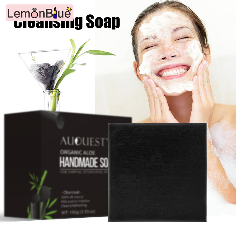 Gambar LemonBlue Essential Oil Facial Soap Bamboo Charcoal Soap Bar Mites Acne Removal Bamboo Charcoal Soap Bar Mites Acne Removal Moisturizing Face Body Cleanser Moisturizing Essential Oil Facial Soap for All Skin Type