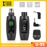 Xtuga U95 Không Dây Xlr máy phát và máy thu Uhf Không Dây Guitar Máy thu phát Với Microphone Có Thể Sạc Lại Bộ chuyển đổi mic Cho micro điện động Bộ trộn âm thanh Đàn Ghi-ta Bass điện