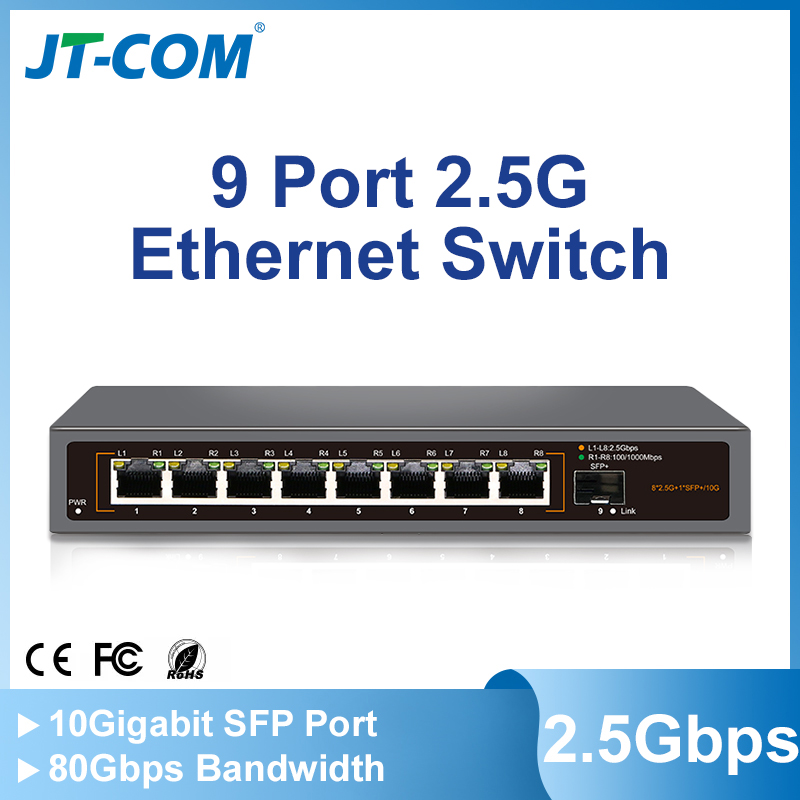 JT-COM 2.5G Ethernet Switch 8 Port 2.5GBASE-T Network Switcher RJ45 2500Mbps Plug and Play Hub Internet Splitter ราคา 9,309 บาท*ส่งฟรี