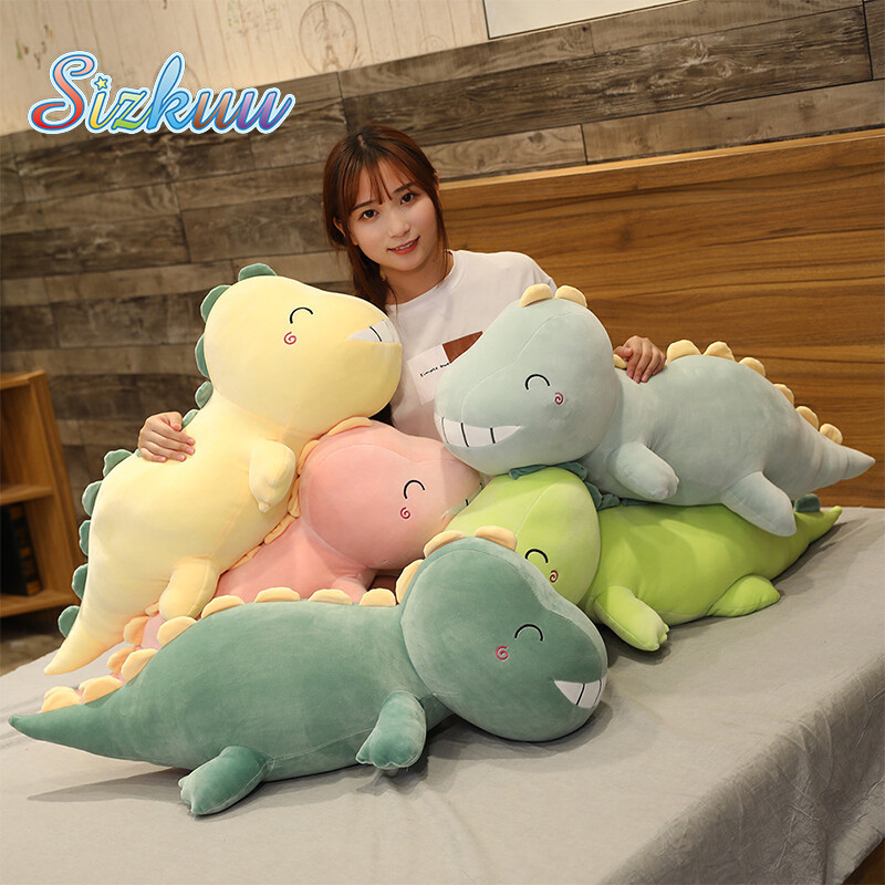 Sizkuu gối đồ chơi sang trọng khủng long xốp bốn mặt búp bê khủng long Sofa Gối nhồi bông đệm cho bé gái ngủ gối lớn đi kèm búp bê
