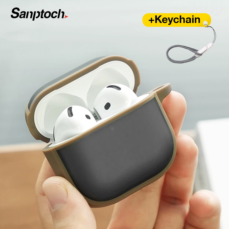 Sanptoch Premium Matte Case For AirPods 4 / Pro2 / 3rd / Pro Wireless Earphone Shockproof Cover For Airpods 2 / 1 Generation Frosted Translucent Protective Casing With Keychain ราคา 223 บาท*ส่งฟรี