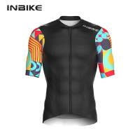 INBIKE 2024 Summer Cycling Jersey Men Short Sleeve Quick-dry Mens Bicycle Riding Shirts with 3 Pockets Full Zipper MTB Clothing