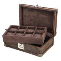 CONTACTS FAMILY Genuine Leather 8 Slots Watch Jewelry Box 8 Independent Slots Detachable Cushions Ideal for Gift Travel Box